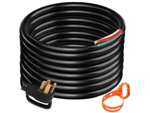 40' 50A RV Camp Power Cord Generator Cord 6/3 + 8/1 AWG NEMA 14-50P to Bare Wire