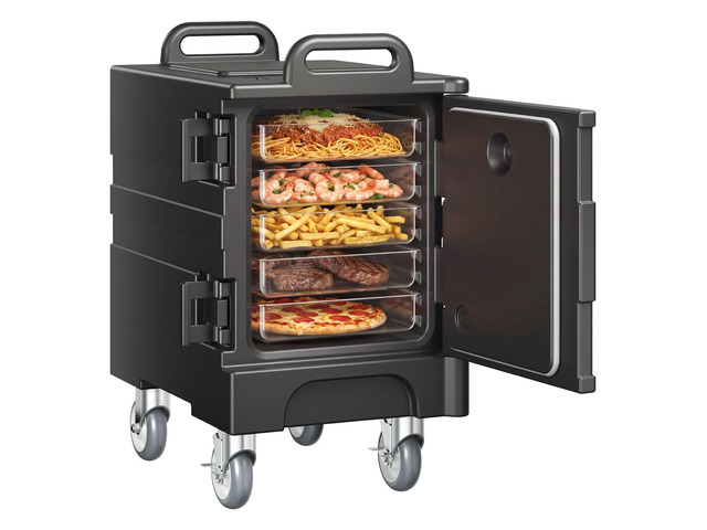 Insulated Food Pan Carrier, 81 Qt Hot Box for Catering, Food Box Carrier with Double Buckles, Front Loading Food Warmer with Handles, Stackable End...