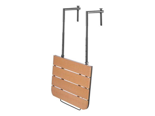 Balcony Hanging Table, 25 x 24 in Folding Balcony Railing Table, Outdoor Balcony Bar Table for Railings, 4-Level Adjustable, Fit Railing from 1' to...