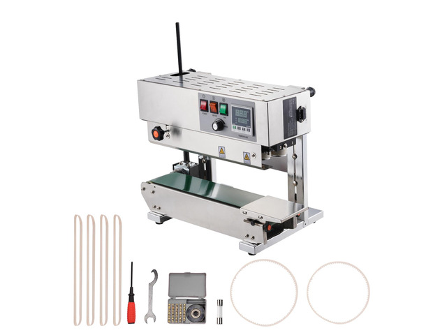 Continuous Bag Band Sealing Machine, 0.24-0.47 in/6-12 mm Seal Width, Vertical Band Sealer Machine with Digital Temperature Control, Stainless...