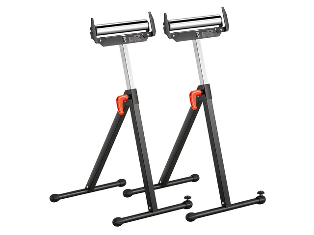2-Pack Roller Stands, 250 lbs Load Capacity, 27-43 in Adjustable Height, Folding Heavy Duty with Polished Steel Roller Head & Edge Guides, for...