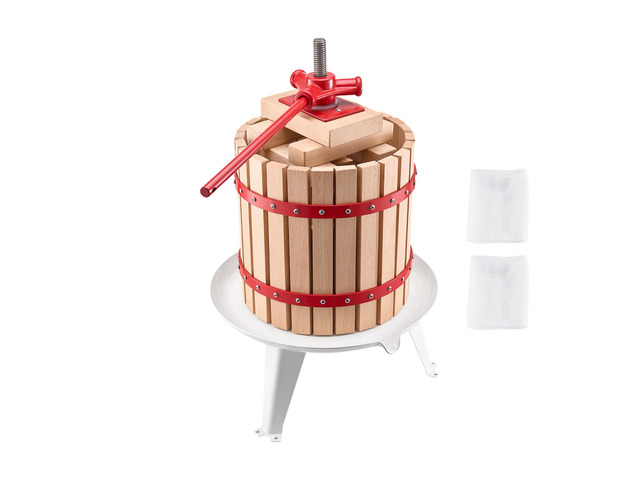 3.2 Gal/12L Fruit Wine Press, Solid Wood Basket with 8 Blocks, Heavy Duty Manual Juice Maker, Cider Apple Grape Tincture Honey Olive Oil Making...