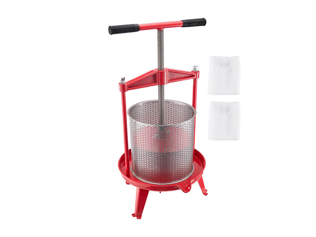 3.69 Gal/14L Fruit Wine Press, Stainless Steel Basket with Cross-beam and Triangular Structure, Manual Juice Maker, Cider Apple Grape Tincture...
