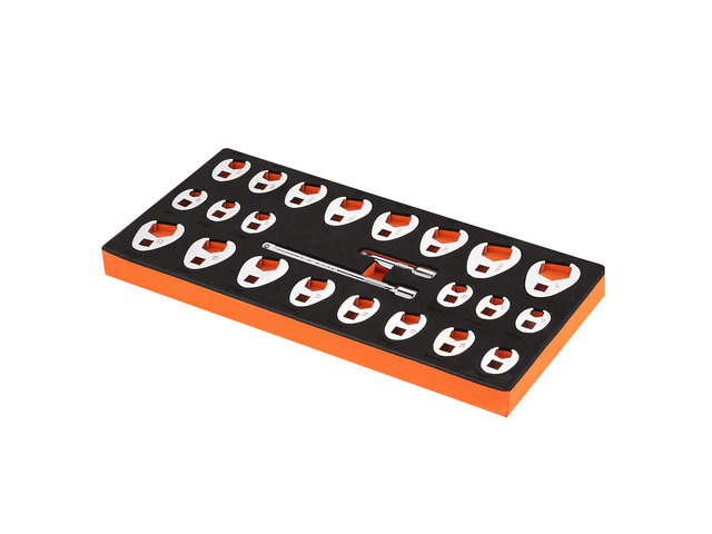 3/8' Drive Crowfoot Wrench Set with 2 Extension Bars, 24-Piece Crows Foot Wrench Set, SAE 3/8'-1' and Metric 10-22 mm, CR-MO Steel Crowfoot Wrench...