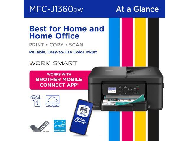 Brother - Work Smart 1360 Wireless All-in-One Refresh Subscription Eligible Inkjet Printer with Auto Duplex Printing (MFC-J1360DW) - Black - image 7