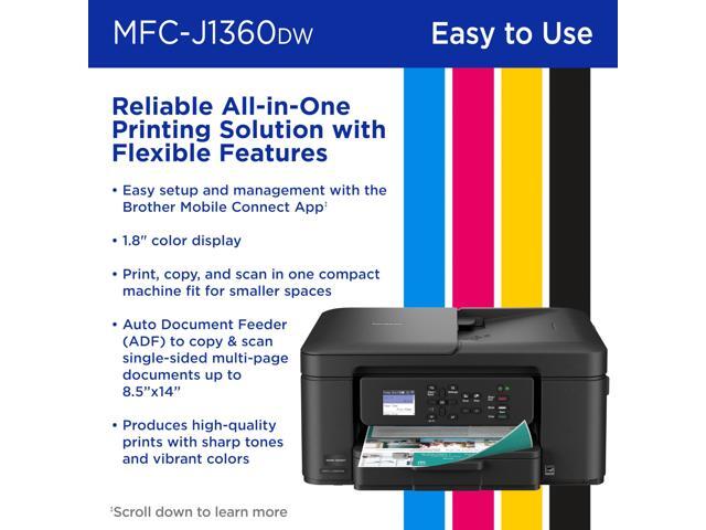Brother - Work Smart 1360 Wireless All-in-One Refresh Subscription Eligible Inkjet Printer with Auto Duplex Printing (MFC-J1360DW) - Black - image 10