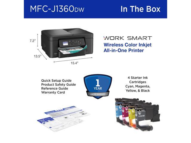 Brother - Work Smart 1360 Wireless All-in-One Refresh Subscription Eligible Inkjet Printer with Auto Duplex Printing (MFC-J1360DW) - Black - image 11