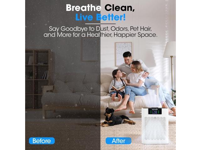 SereneLife HEPA Air Purifier for Home Smart WiFi & App Control, Ultra-Quiet Air Purifier for Bedrooms & Large Rooms, Removes Dust, Pet Hair &...