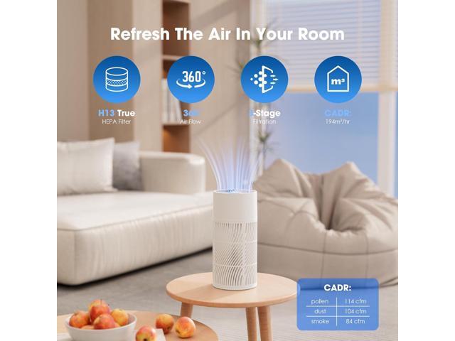 Nuwave H13 True HEPA Air Purifier for Bedrooms & Large Room up to 857 Sq Ft, 2025 New & Improved RPM Removes 99.97% of Smoke Pollen Pet Hair to 0.3...