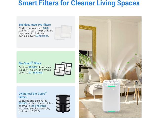 Nuwave Oxypure Zero E500 Air Purifier with Washable Reusable Filters for Large Room Smart Air Cleaners 99.9% Removal 0.1 Micron Particles Sleep...