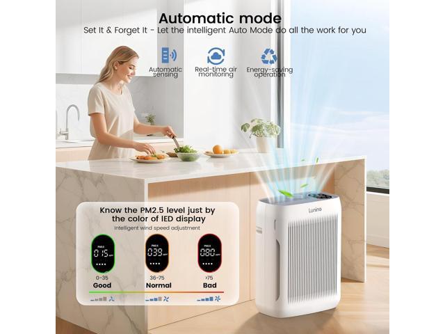 Air Purifiers for Home Large Room up to 3000 Ft², LUNINO Air Purifier with Auto & Pet Mode, 4 Fan Speeds, Aromatherapy, H13 HEPA Washable Filter...