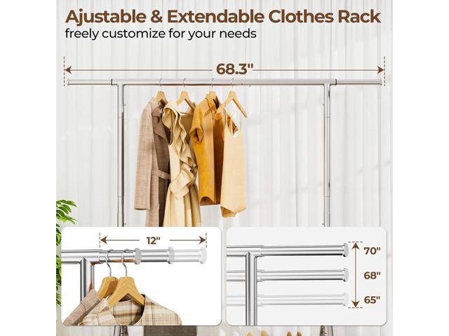 Heavy Duty Clothes Rack Load 450 LBS, Metal Garment Rack, Standing Rolling Clothing Rack for Hanging Clothes with Sturdy Wheels & Shelves, Portable...