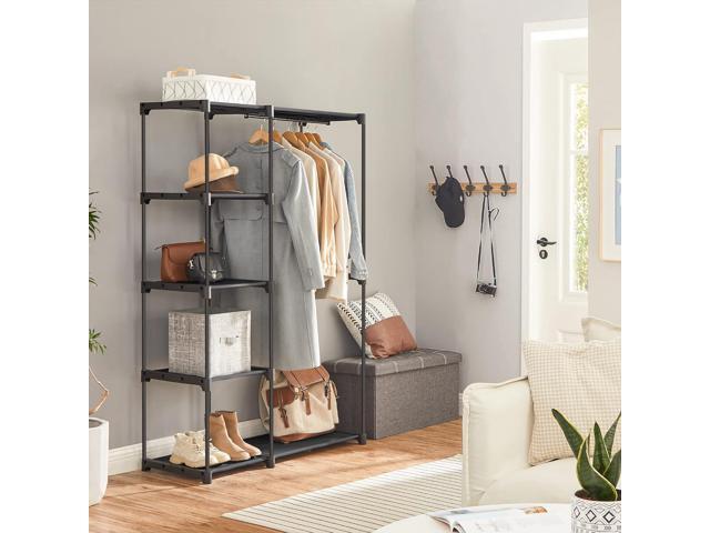 SONGMICS Freestanding Closet Organizer, Portable Wardrobe, Clothes Rack, Stable, Black URYG24BK