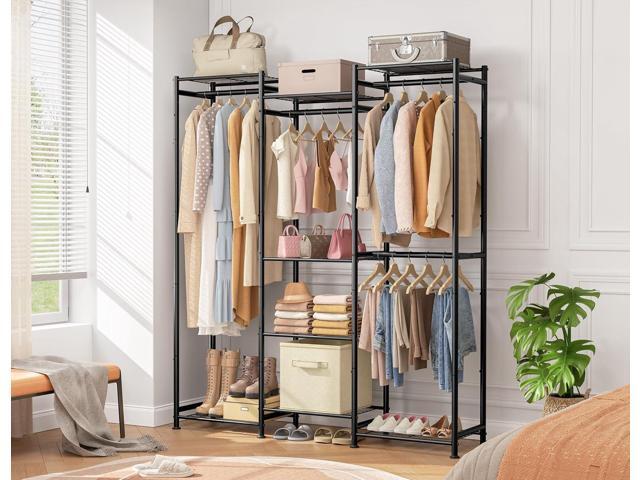 HOMIDEC Wardrobe Closet, 4 Hanging Spaces Portable Clothes Rack,Free Standing Closet Organizer and Storage System with Hanging Rods,Clothing Rack...
