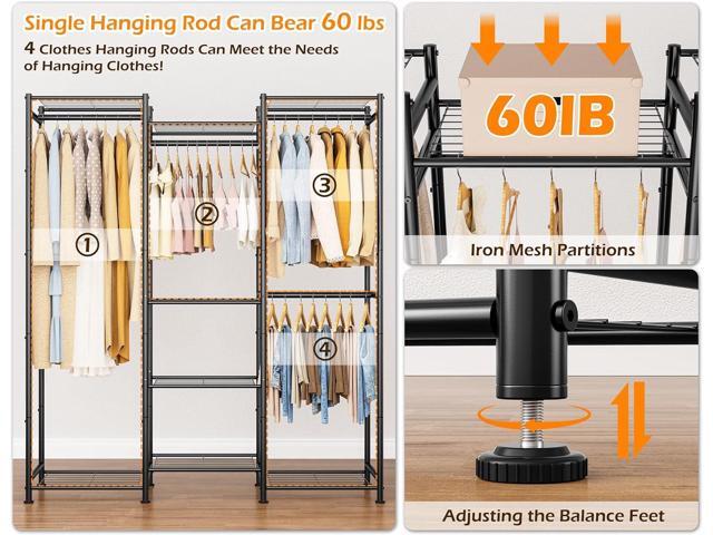 HOMIDEC Wardrobe Closet, 4 Hanging Spaces Portable Clothes Rack,Free Standing Closet Organizer and Storage System with Hanging Rods,Clothing Rack...