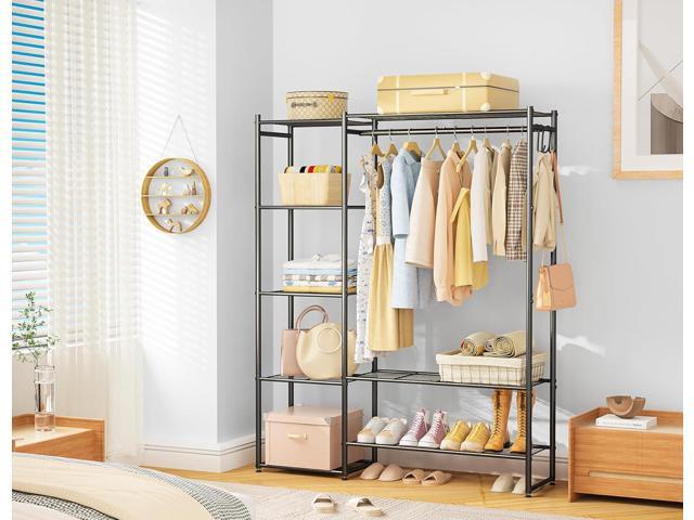 Wardrobe Closet, Portable Clothing Rack for Hanging Clothes, Free Standing Closet Organizers and Storage System with 4 Tiers Shelves for Cloakroom...