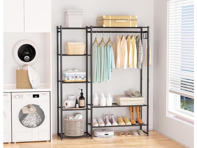 Wardrobe Closet, Portable Clothing Rack for Hanging Clothes, Free Standing Closet Organizers and Storage System with 4 Tiers Shelves for Cloakroom...