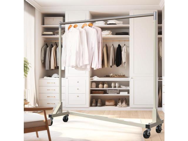 Simple Houseware Industrial Grade Z-Base Garment Rack, 500lb Load with 62 Inches Extra Long Bar, Gray