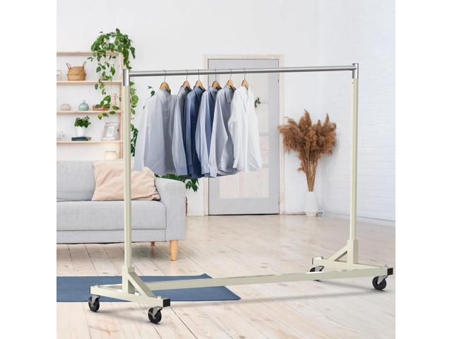 Simple Houseware Industrial Grade Z-Base Garment Rack, 500lb Load with 62 Inches Extra Long Bar, Gray