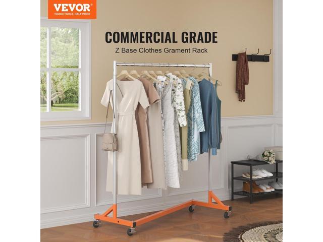 VEVOR Z Rack, 300 lbs Industrial Grade Z Base Garment Rack, 24' x 63' x 71' Clothes Rack, Sturdy Steel Heavy Duty Clothing Rack w/Lockable Casters...