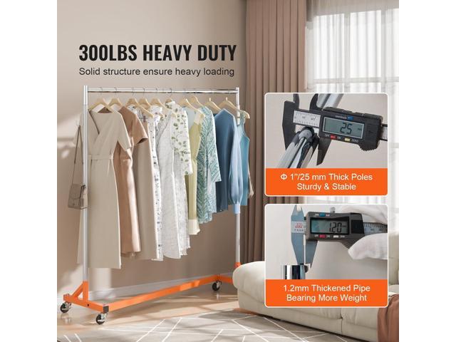 VEVOR Z Rack, 300 lbs Industrial Grade Z Base Garment Rack, 24' x 63' x 71' Clothes Rack, Sturdy Steel Heavy Duty Clothing Rack w/Lockable Casters...