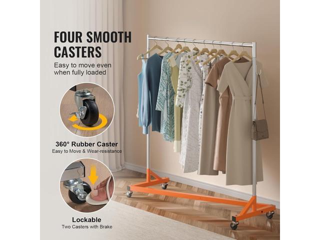 VEVOR Z Rack, Industrial Grade Z Base Garment Rack, Rolling Sturdy Steel Z Base Clothing Rack with Lockable Casters, for Home Clothing Store...