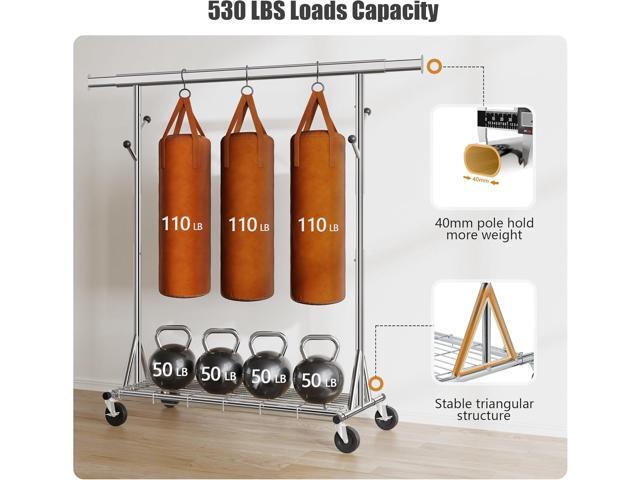 Heavy Duty Clothes Rack Load 530 LBS Metal Clothing Garment Rack Hang 200 pieces of clothing on Wheels Collapsible Rolling Portable & Adjustable...