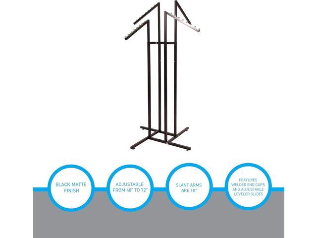 SSWBasics Black 4 Way Adjustable Clothing Rack with Slanted Arms - Retail Clothing Rack Display - Adjustable Height Arms from 48' to 72' Perfect...