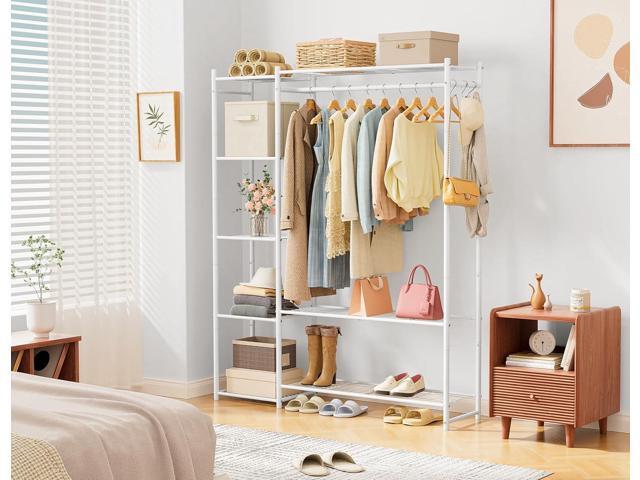 Wardrobe Closet,Portable Clothes Rack with 4 Tiers Shelves,Freestanding Closet Organizers and Storage System with Hanging Rods,Steel Clothing Rack...