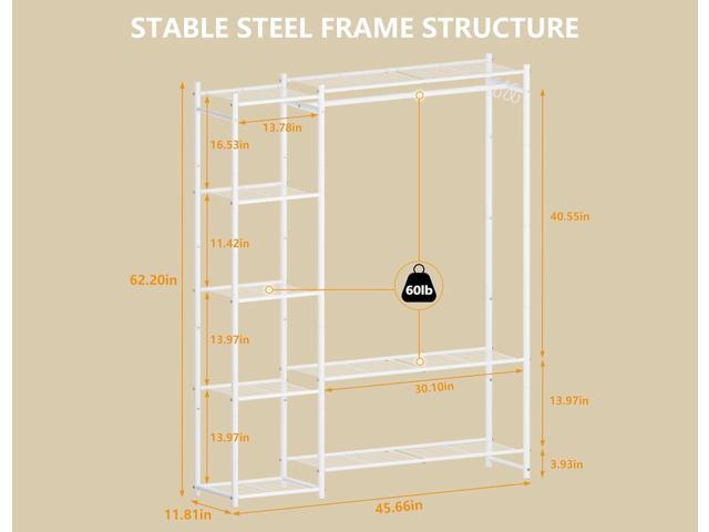 Wardrobe Closet,Portable Clothes Rack with 4 Tiers Shelves,Freestanding Closet Organizers and Storage System with Hanging Rods,Steel Clothing Rack...