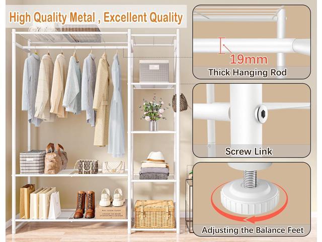 Wardrobe Closet,Portable Clothes Rack with 4 Tiers Shelves,Freestanding Closet Organizers and Storage System with Hanging Rods,Steel Clothing Rack...