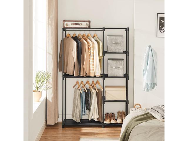 SONGMICS Freestanding Closet Organizer, Portable Wardrobe, Clothes Rack, Stable, Black URYG24BK
