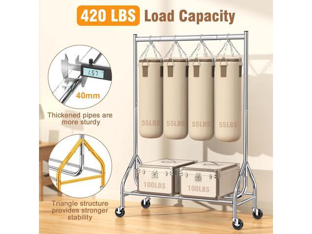 EAGMAK Heavy Duty Clothes Rack Load 420 LBS, Rolling Garment Rack with Lockable Wheels, Standing Metal Clothing Rack with Shelves, Portable...