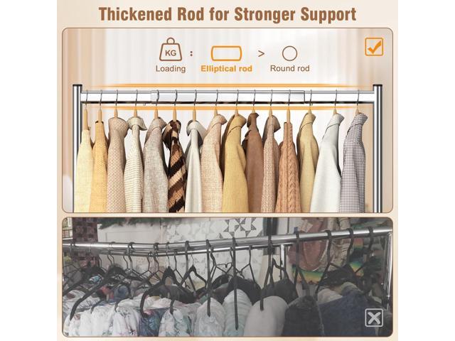 EAGMAK Heavy Duty Clothes Rack Load 420 LBS, Rolling Garment Rack with Lockable Wheels, Standing Metal Clothing Rack with Shelves, Portable...