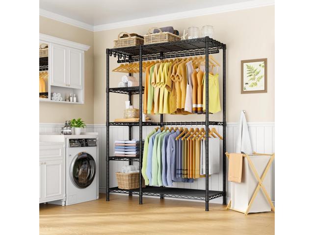 Ulif F2 Clothes Rack, 5 Tiers Heavy Duty Garment Rack for Bedroom, Freestanding Adjustable Closet Storage Organizer, 46.1' W x 15.4' D x 78.3' H,...
