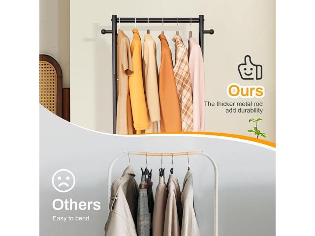 MISSLO Small Clothes Racks for Hanging Clothes Clothing Rack with Wheels 60' Metal Garment Rack with Shelves Portable Rolling Wardrobe Rack for...
