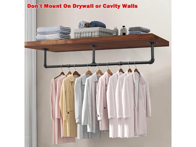 Livabber Industrial Pipe Clothes Rack, Heavy Duty Detachable Iron Garment Rack Wall Mounted, Rustic Saving Space Clothes Bar Multi-Purpose Hanging...