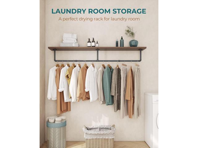 OROPY Clothes Rack, 65.7' Industrial Pipe Clothing Rack for Hanging Clothes, Wall Mounted Heavy Duty Space Saving Garment Rack for Closet Storage,...