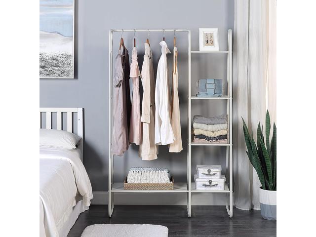 SunnyPoint Freestanding Clothes Metal Garment and Accessories, Organizer Closet Rack (OFF-WHITE)
