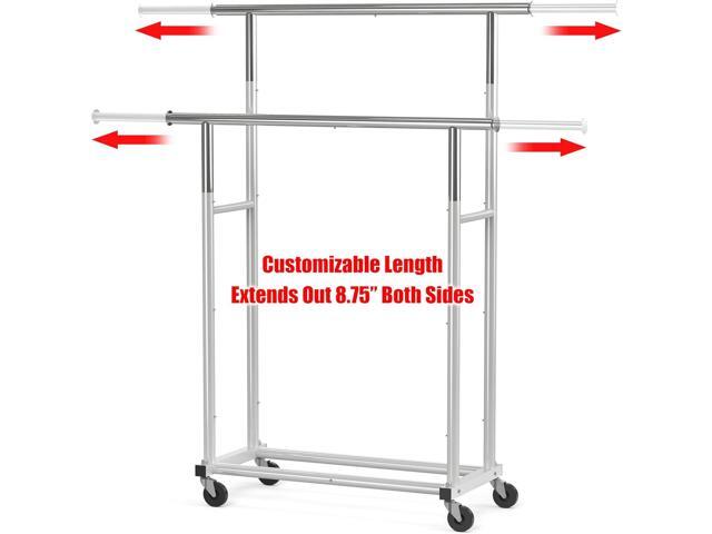Simple Houseware Standard Double Rod Garment Rack, Silver