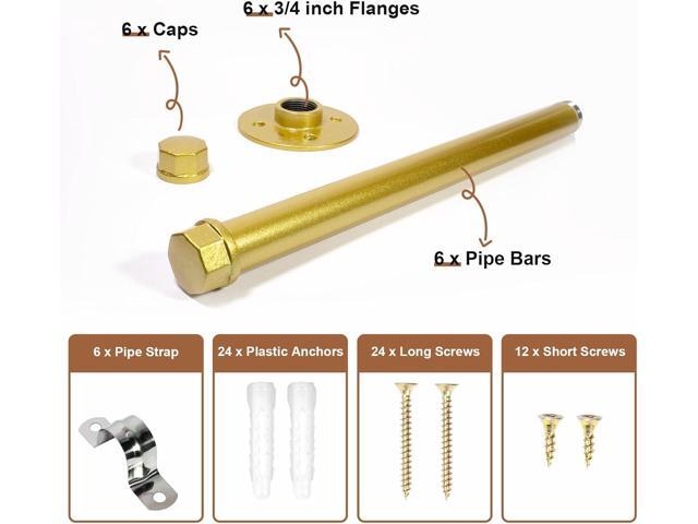 6 Pcs Industrial Pipe Clothes Bar 12 Inch - Wall Mount Clothing Rack - Face Out Closet Rods for Hanging Clothes Commercial Retail Boutique Laundry...
