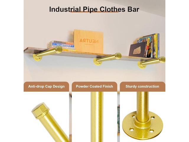 6 Pcs Industrial Pipe Clothes Bar 12 Inch - Wall Mount Clothing Rack - Face Out Closet Rods for Hanging Clothes Commercial Retail Boutique Laundry...