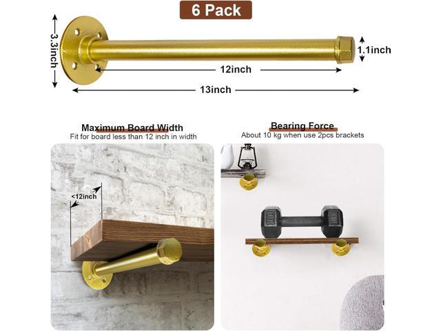 6 Pcs Industrial Pipe Clothes Bar 12 Inch - Wall Mount Clothing Rack - Face Out Closet Rods for Hanging Clothes Commercial Retail Boutique Laundry...