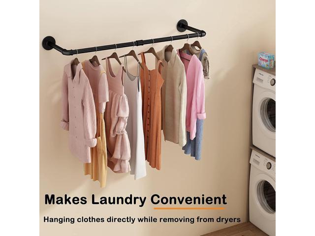 Wall Mounted Clothes Rack 38.4in, Industrial Pipe Wall Mount Clothing Rack, Heavy Duty Iron Garment Racks, Space Saver Multi-purpose Hanging Rod...