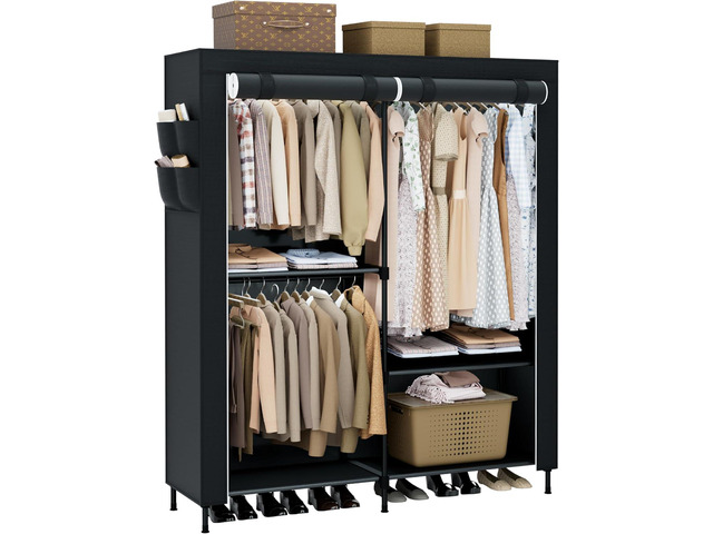 Clothes Rack, Portable Closet, 54.7 Inch Large Capacity Wardrobe Closet with Cover, Clothes Storage Organizer with Shelves and 3 Hanging Rods, Easy...