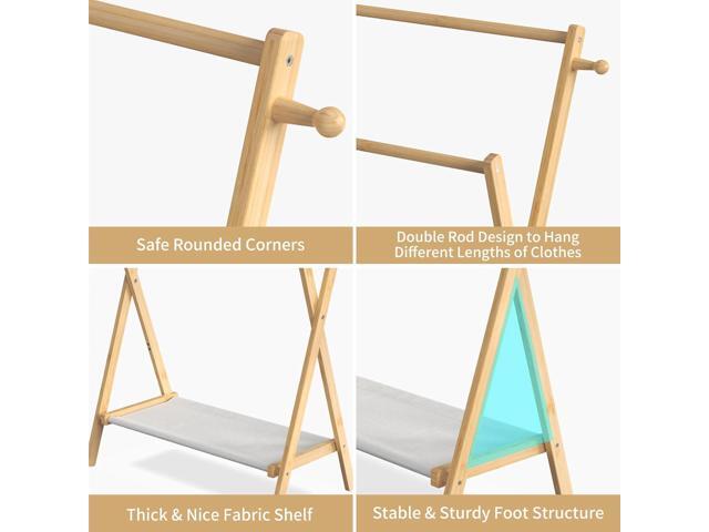 Kids Clothing Rack, Small Clothes Rack for Toddler Pets, Kids Dress Up Rack with Storage Shelf & Double Rods, Foldable Kids Clothes Rack for...