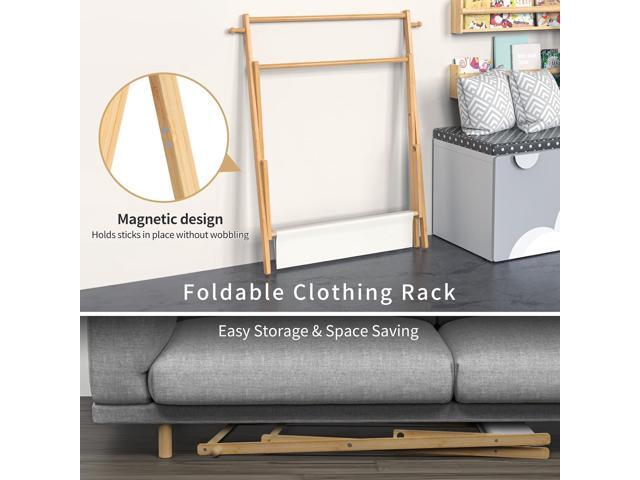 Kids Clothing Rack, Small Clothes Rack for Toddler Pets, Kids Dress Up Rack with Storage Shelf & Double Rods, Foldable Kids Clothes Rack for...