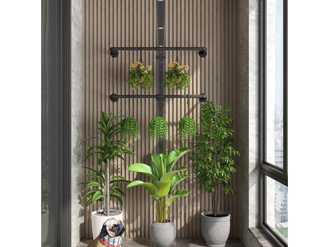 IBUYKE Industrial Pipe Clothes Rack Set of 2, 37 Inch Wall Mounted Clothing Rack, Space-Saving Hanging Closet Rod, Heavy Duty Multi-Purpose Garment...