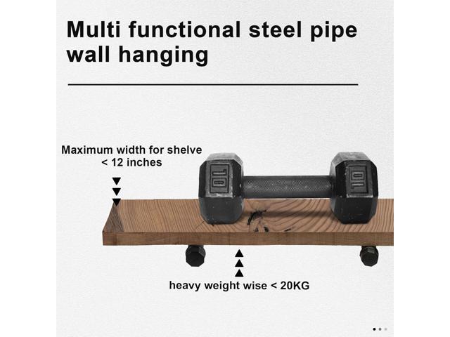 6 Pcs 12 Inch Industrial Pipe Clothes Bar, Wall Mounted Clothes Rack, Matte Black