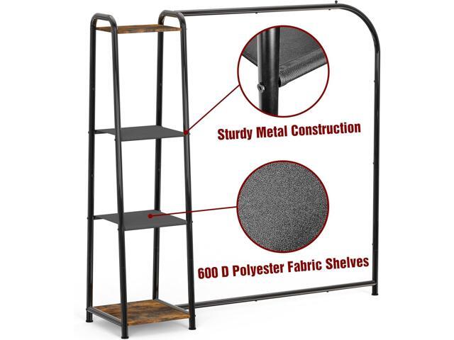 Simple Houseware Heavy Duty Clothing Garment Rack with 4 Shelves, Portable Closet Organizer for Hanging Clothes, Black